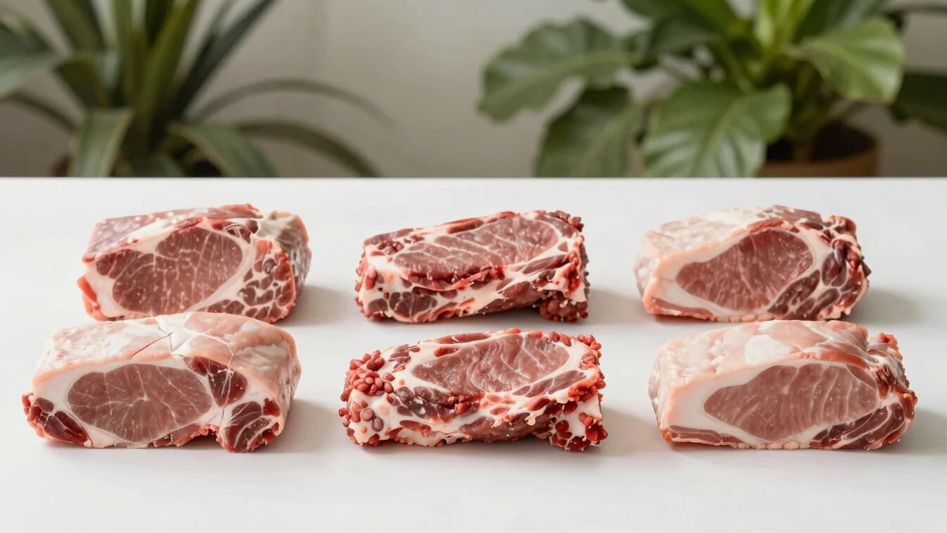 Primer plano de cortes de carne magra fresca dispuestos en orden